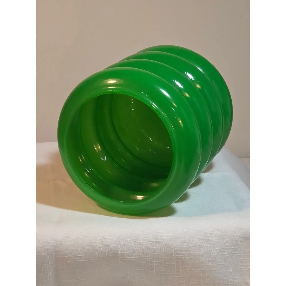 Anne Nilsson Green Ribbed Art Glass Vase Scandinavian Modern Designer Decor